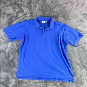 Y2K L.L. Bean Men's Polo‎ Shirt Blue XXLT Tall Cotton Piqué Short Sleeve Grunge